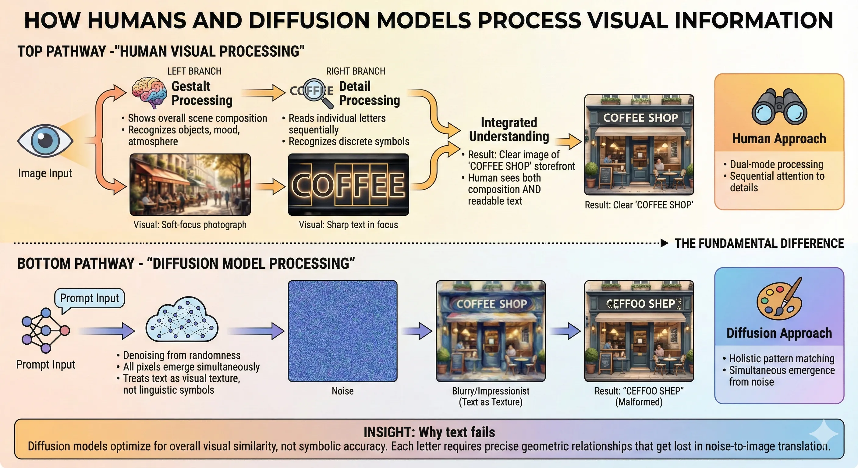How Humans and Diffusion Models Process Visual Information